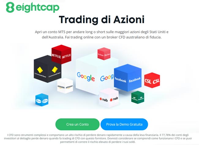 Investire in azioni con Eightcap